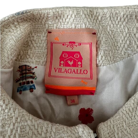 Vilagallo Anthropologie Longline Jacket Cream Textured Made in Spain EUR 38 - Picture 8 of 9